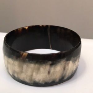 Black & White Cow Horn Bangle Cuff